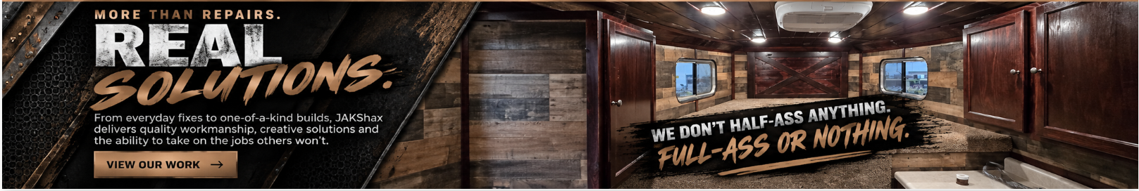 More than repairs. Real solutions. JAKShax quality workmanship and custom horse trailer interior.
